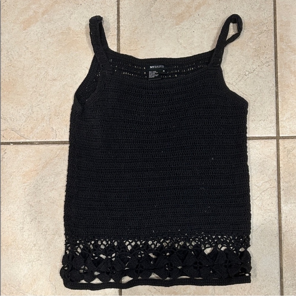 Black Crochet Tank Top - Size M - Excellent Condition